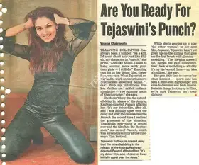 Chakravorty, Vinayak (Reporter). Are You Ready For Tejaswini's Punch, 29 July 2003 | Newspaper Clipping | 00853082