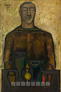Souza, F.N. (Artist). Man With Still Life, 1953 | Painting