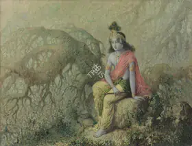 Bukhsh, Ustad Allah (Artist). Untitled (Krishna in Contemplation), c.1930s | Painting