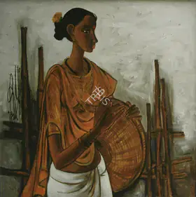 Prabha, B. (Artist). The Village Woman, n.d. | Painting
