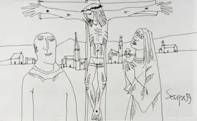 Souza, F.N. (Artist). Crucifixion, 1959 | Drawing