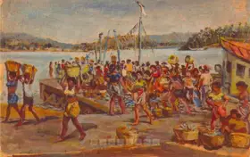 Haldar, Rabin (Artist). On The Quay, n.d. | Painting