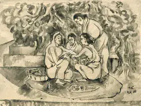 Bose, Nandalal (Artist). Bangle Seller, 1945 | Drawing