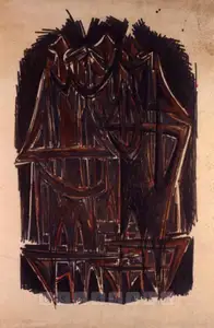 Sadequain (Artist). Untitled (Three Standing Figures), 1960s | Drawing