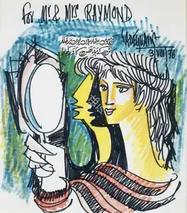 Sadequain (Artist). Woman With Mirror, n.d. | Drawing