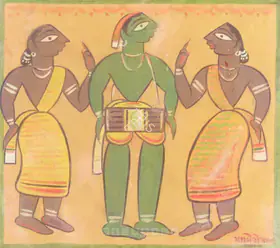 Roy, Jamini (Artist). Untitled (Drummer With Santhals), n.d. | Painting