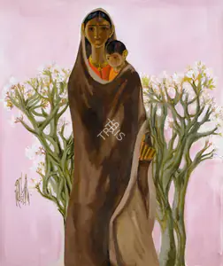 Prabha, B. (Artist). Untitled (Mother and Child), 1983 | Painting