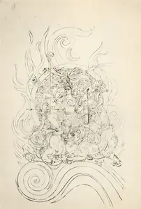 Bose, Nandalal (Artist). Mahisasuramardini, 1942 | Drawing