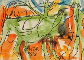 Souza, F.N. (Artist). Untitled (Erotic Figures), 1958 | Drawing