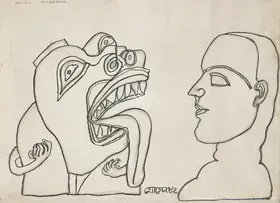 Chowdhury, Jogen (Artist). Man and Monster, 1982 | Painting