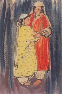 Prabha, B. (Artist). Kashmiri Women, n.d. | Painting
