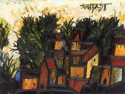 Souza, F.N. (Artist). Houses In Hampstead, 1958 | Painting