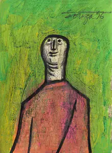Souza, F.N. (Artist). Figure on Green Background, 1956 | Painting