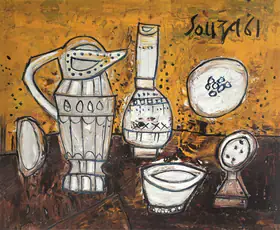 Souza, F.N. (Artist). Still Life with Claret Jug, 1961 | Painting