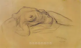 Chowdhury, Jogen (Artist). Sleeping Nude, 1958 | Drawing