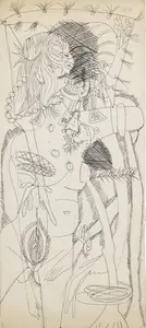 Souza, F.N. (Artist). Untitled (Lady with monster), 1970 | Drawing