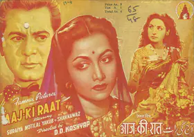 Kashyap, D.D. (Director), Aaj Ki Raat, 1948 | Cyclostyled Lyrics Leaflet
