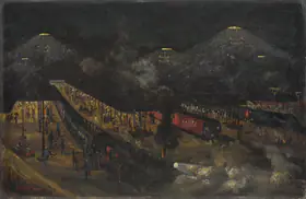 Roy, Kisory (Artist). Untitled (Howrah Station at Night), 1952 | Painting