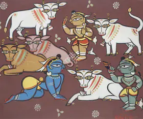 Roy, Jamini (Artist). Deities And Cows, n.d. | Painting