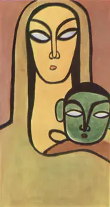 Roy, Jamini (Artist). Mother and Child, n.d. | Painting