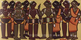 Roy, Jamini (Artist). Santhal Drummers, n.d. | Painting
