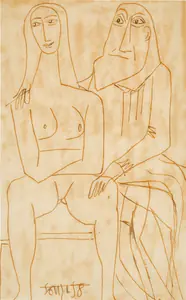 Souza, F.N. (Artist). Untitled (Couple), 1958 | Painting