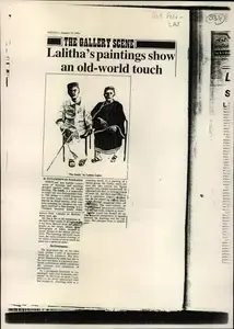 Nadkarni, Dnyaneshwar (Reporter). Lalitha's Paintings Show an Old-World Touch, 31 January 1986 | Newspaper Clipping | 00853522