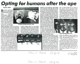 Malik, Keshav (Writer). Opting For Humans Ofter the Ape, 17 December 1998 | Newspaper clipping