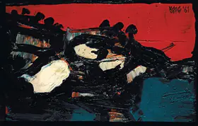 Raza, S.H. (Artist). Ciel Rouge Sur Le Lac, 1961 | Painting