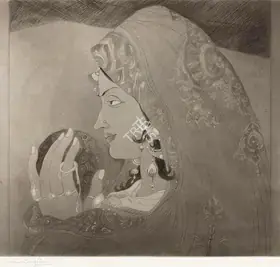Chughtai, M.A.R. (Artist). Untitled (Woman in Profile), n.d. | Graphic Art