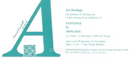 Rai, Mona (Artist). Paintings by Mona Rai, 1998 | Solo Exhibition Invitation | 00859490