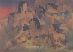 Vijaiwargiya, Ramgopal (Artist). Draupadi And The Five Pandavas, late 1930s / early 1940s | Painting