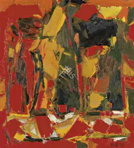Raza, S.H. (Artist). Red Wood, 1965 | Painting