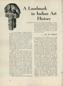 Goetz, Hermann (Essayist). A Landmark in Indian Art Hisory. In <i>Marg.</i> 5(2), pp. 40-44. Bombay: Modern Artists and Architects Research Group, October 1951 | Essay | FineArts | 00668807