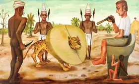 Gopikrishna (Artist). Series: 18 Unique Pictures, Leopard Lock Prevalence Of The Eternal Circle, 2001 | Painting