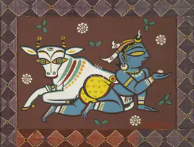 Roy, Jamini (Artist). Untitled (Krishna With Cow), n.d. | Painting