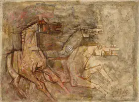 Husain, M.F. (Artist). Untitled (Horses), c.1960s | Painting