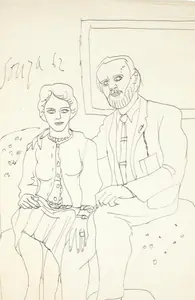 Souza, F.N. (Artist). Portrait of Oswald & Margaret Jones, 1963 | Drawing