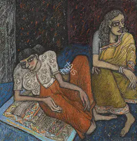 Chowdhury, Jogen (Artist). Untitled (Two Women), 1994 | Painting