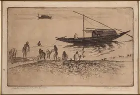 Chakravorty, Ramendranath (Artist). Winter Morning by the Ganges, 1941 | Graphic Art