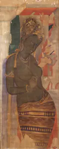 Unknown (After Ajanta) (Artist). Yashodhara Holding Flower, from Cave No. 1, c.1926 | Painting