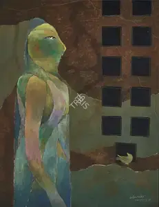 Pyne, Kartick Chandra (Artist). Behind the House, 1988 | Painting