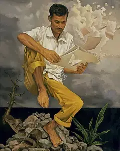 Ghosh, Subba (Artist). The Newspaper Reader, 2022 | Painting
