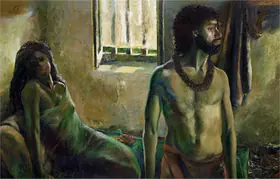 Bhattacharjee, Bikash (Artist). Durga in the Morning, 1990 | Painting