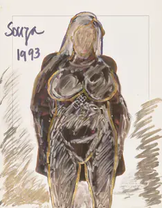 Souza, F.N. (Artist). Untitled (Standing Woman), 1993 | Painting