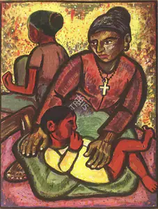 Souza, F.N. (Artist). Mother and Child, n.d. | Painting