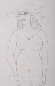 Souza, F.N. (Artist). Female Nude Wearing A Hat, 1961 | Drawing