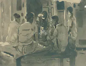 Mookherjea, Sailoz (Artist). Gamblers, 1947 | Painting