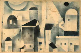 Sen, Sunil Madhav (Artist). Houses, n.d. | Painting