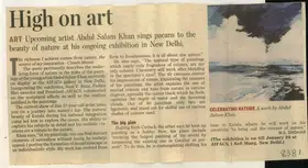 Sridhar, M.S. (Reporter). High on Art, 22 January 2010 | Newspaper Clipping | 00853870